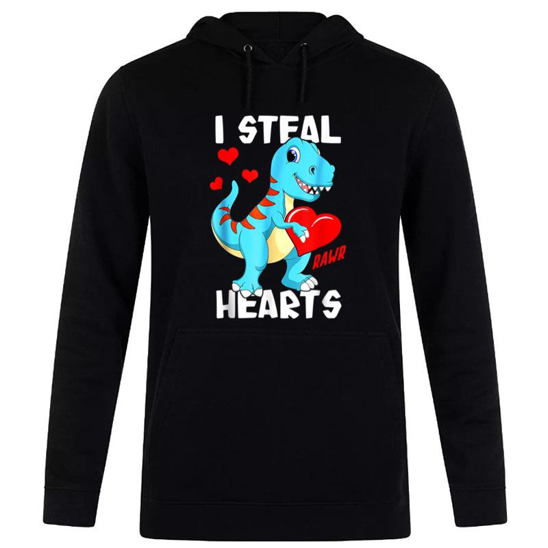 Dinosaur Kids I Steal Hearts Valentines Day Cute Baby T Rex Hoodie