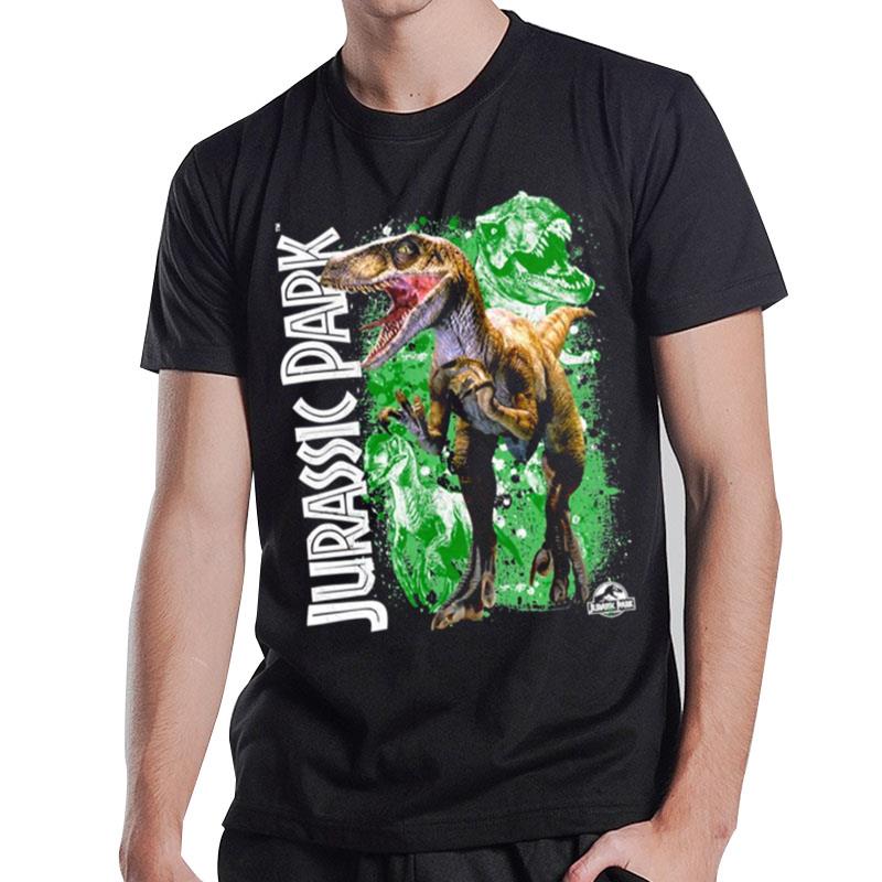 Dinosaur Paint Splatter Collage Jurassic Park T-Shirt