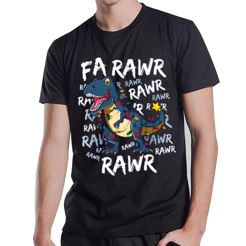 Dinosaur Rawr Wraped By Christmas Ligh T-Shirt