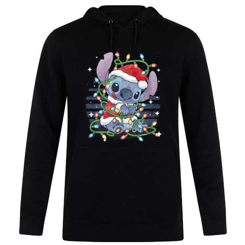 Disney Christmas Lilo & Stitch Christmas Lights Portrait Hoodie