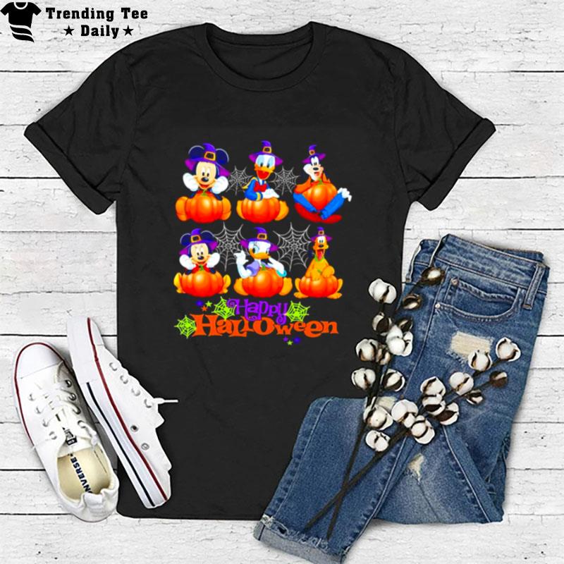 Disney Family Characters Hug Pumpkin Happy Halloween 2022 T-Shirt