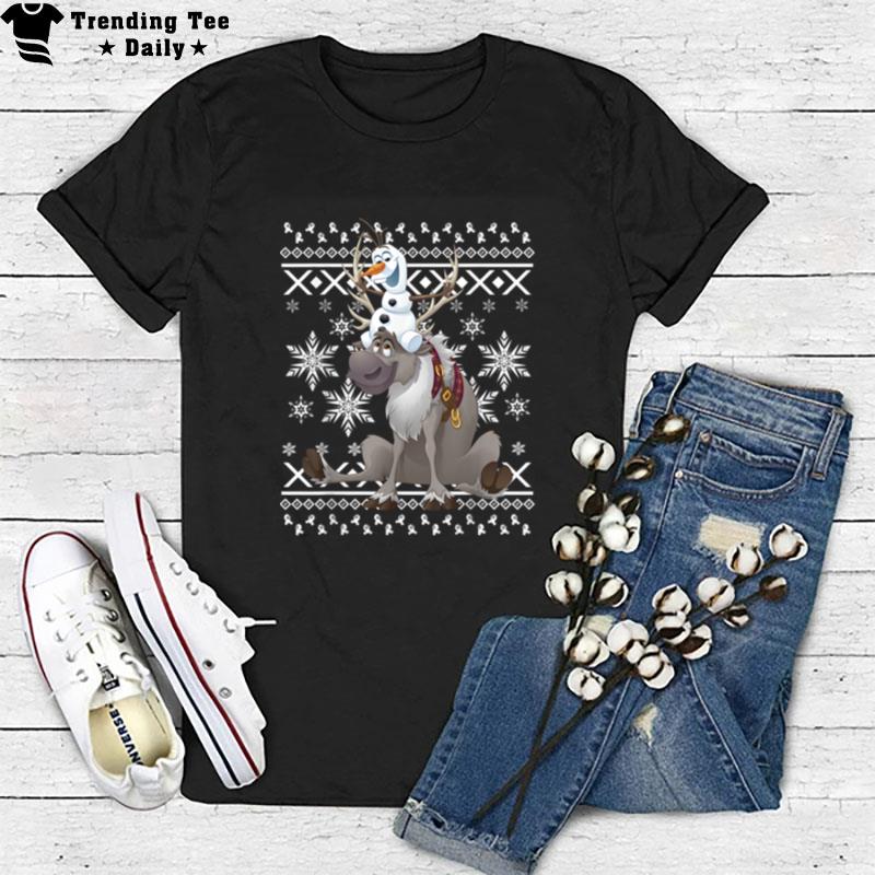 Disney Frozen Olaf Sven Riding Antlers Ugly Sweater T-Shirt