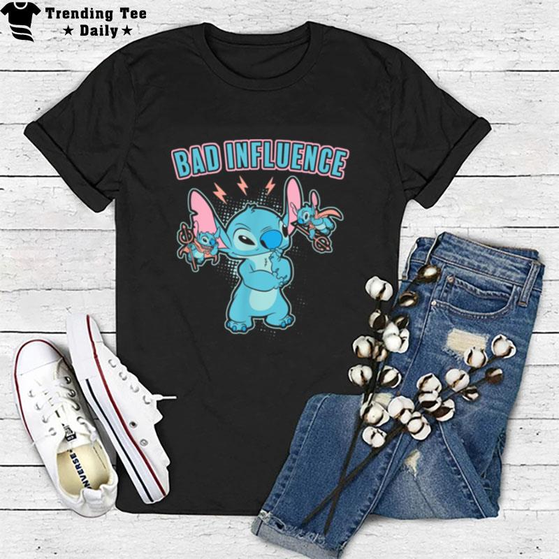 Disney Lilo & Stitch Bad Influence On Shoulders B0B34Fkf47 T-Shirt