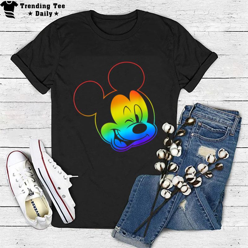 Disney Mickey And Friends Rainbow Mickey Face T-Shirt