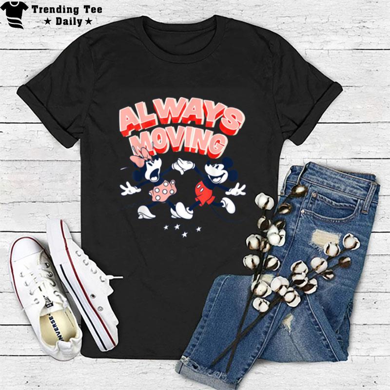 Disney Mickey And Minnie Always Moving Retro T-Shirt