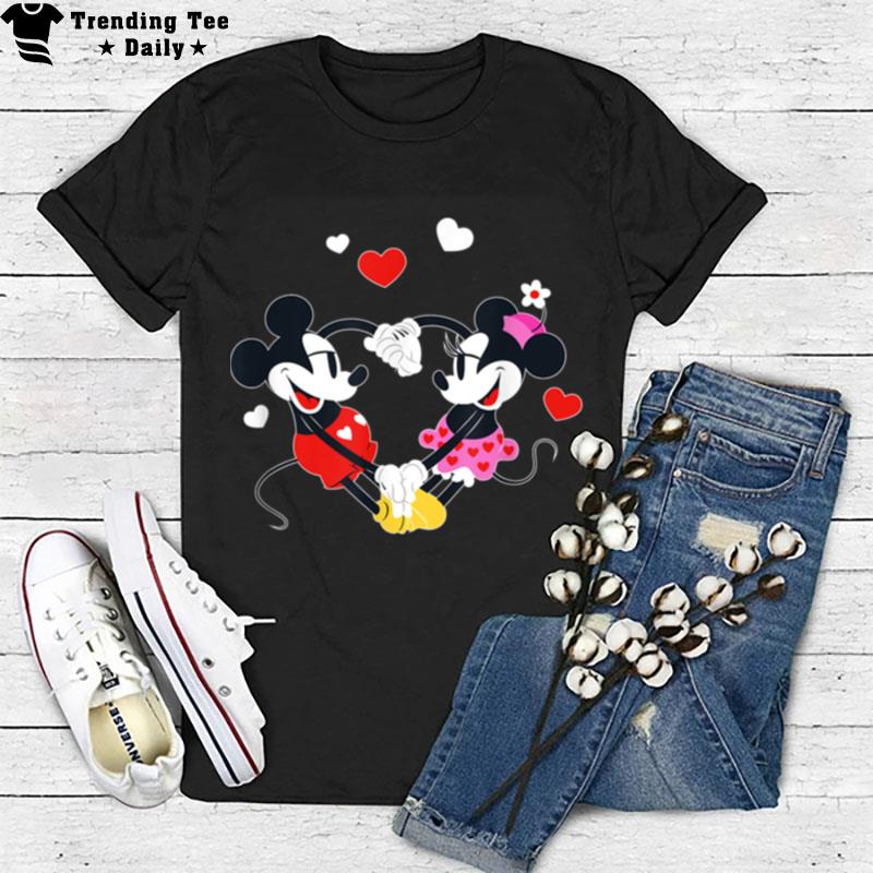 Disney Mickey And Minnie Hearts Valentine's Day T-Shirt