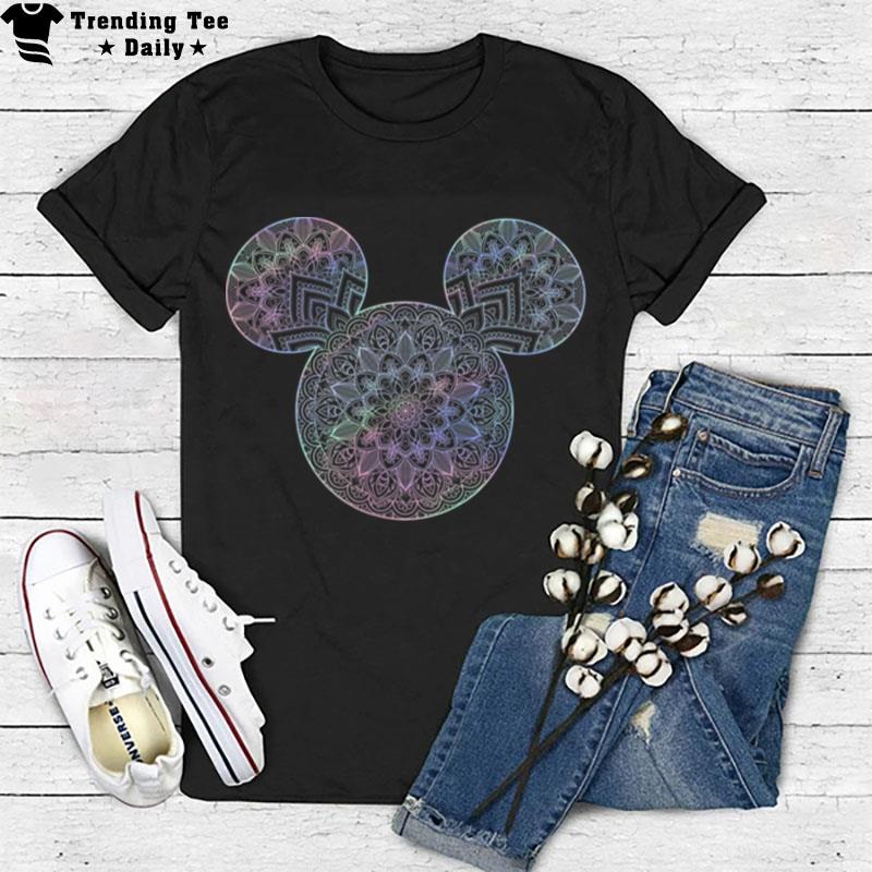 Disney Mickey Classic Holograph Neon Mandala Fill Ears T-Shirt