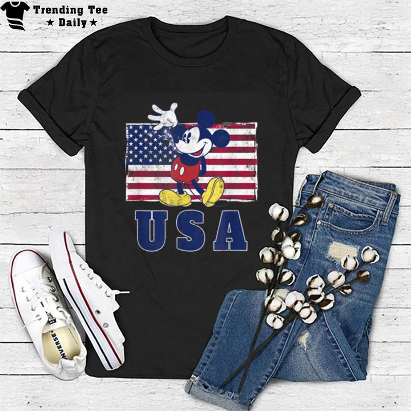 Disney Mickey Classic Mickey American Flag 4Th Of July T-Shirt