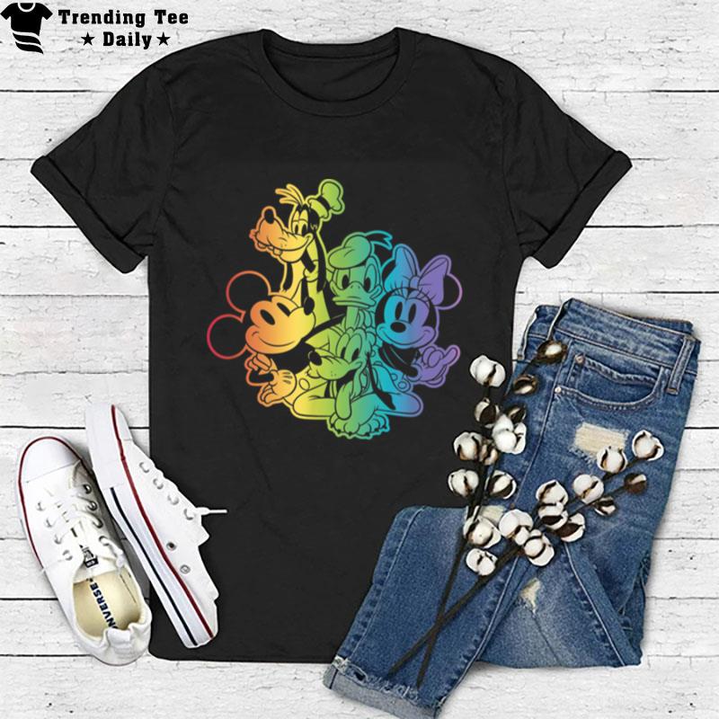 Disney Mickey & Friends Vintage Rainbow Pride Group T-Shirt