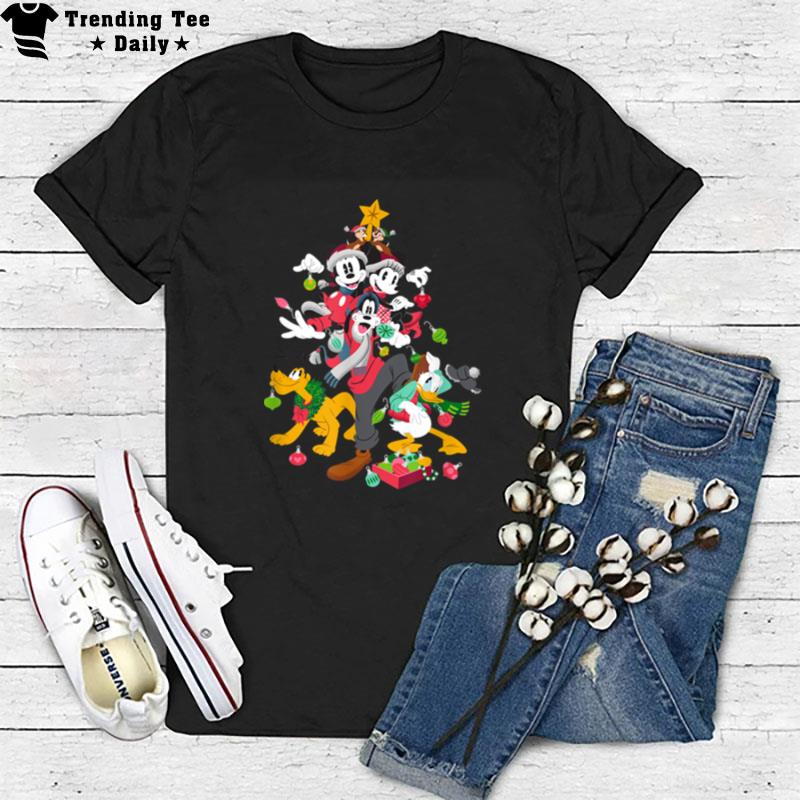 Disney Mickey Minnie Goofy Pluto Chip Dale Christmas Tree Copy T-Shirt