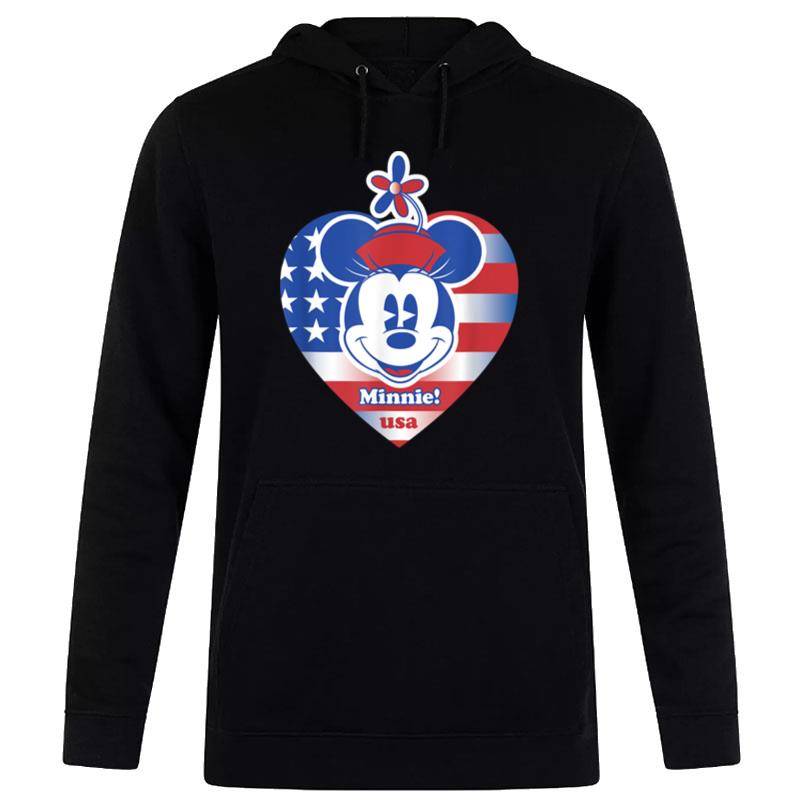 Disney Minnie Mouse Usa American Flag 4Th Of July Heart Hoodie