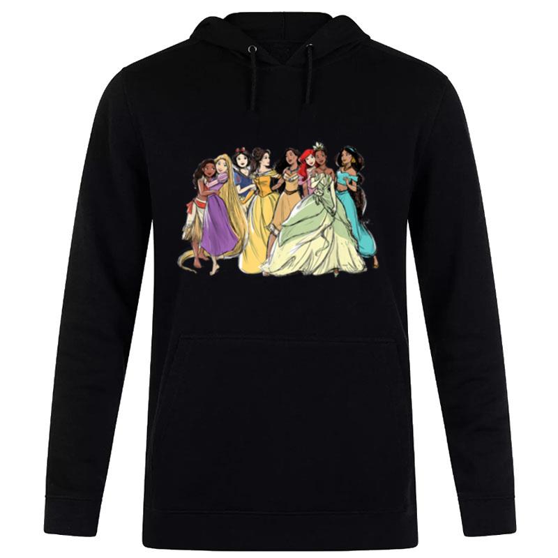 Disney Princess Group Pencil Sketch Hoodie