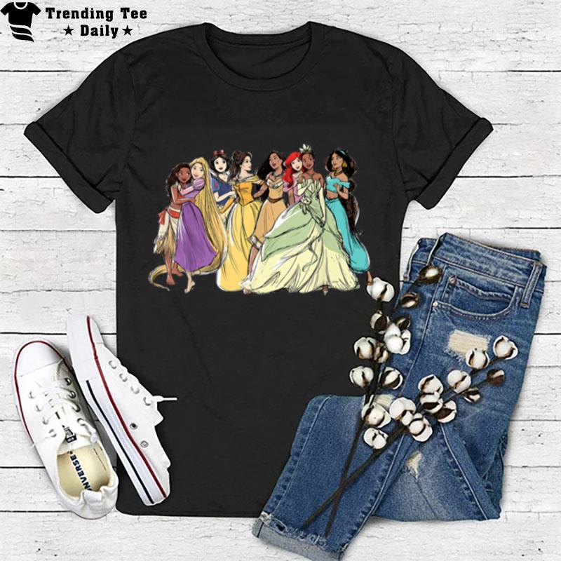 Disney Princess Group Pencil Sketch T-Shirt