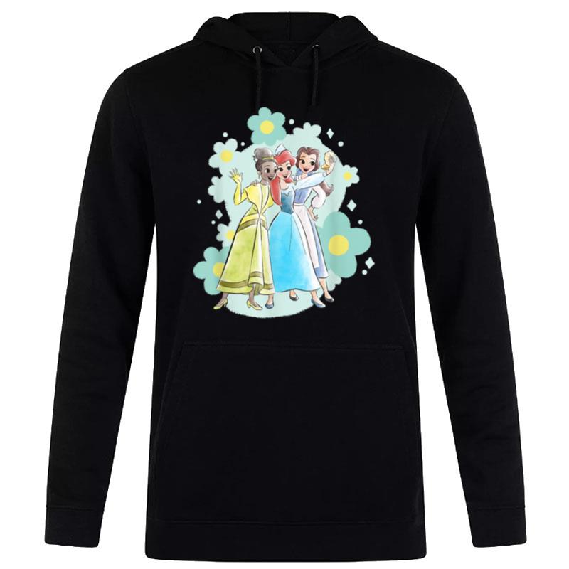 Disney Princess Tiana Ariel And Belle Seashell Selfie Hoodie