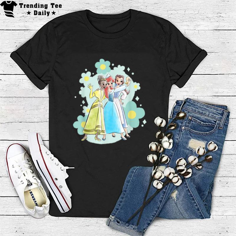 Disney Princess Tiana Ariel And Belle Seashell Selfie T-Shirt