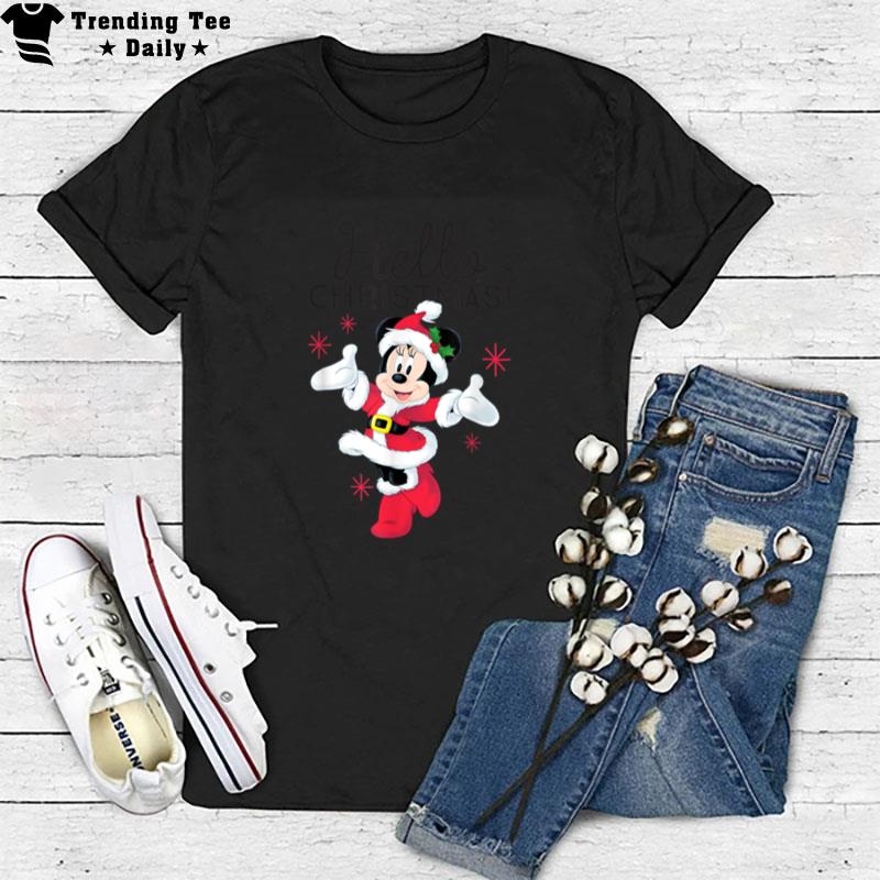 Disney Santa Minnie Mouse Hello Christmas Holiday T-Shirt