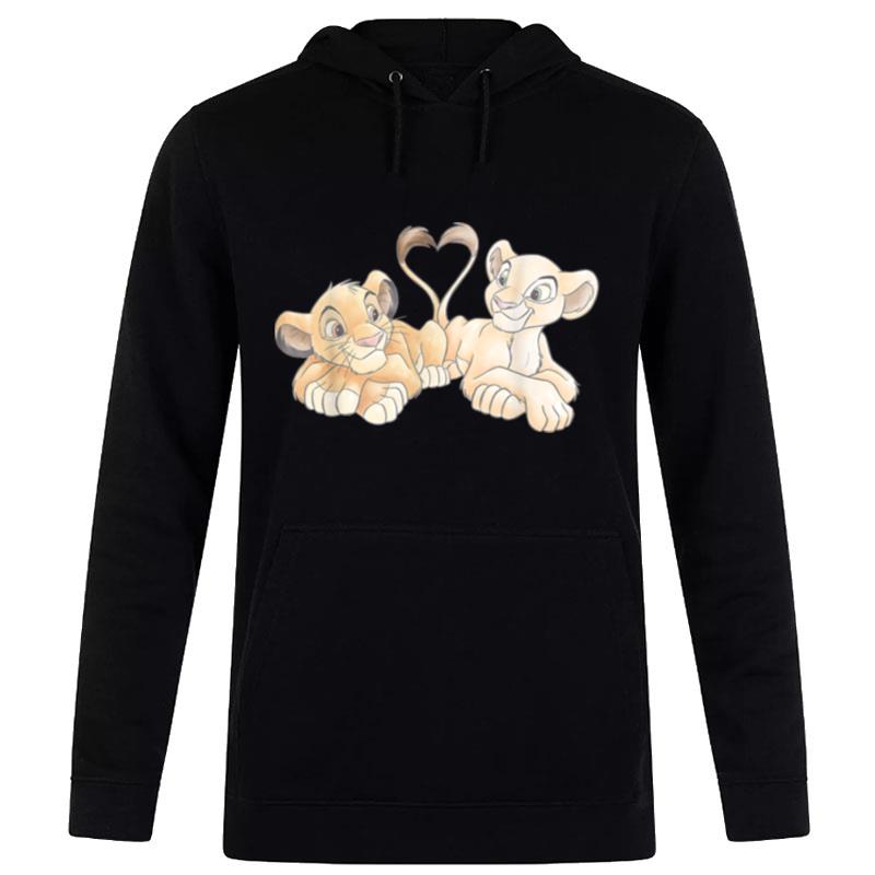 Disney The Lion King Simba And Nala Hearts Valentine's Day Hoodie