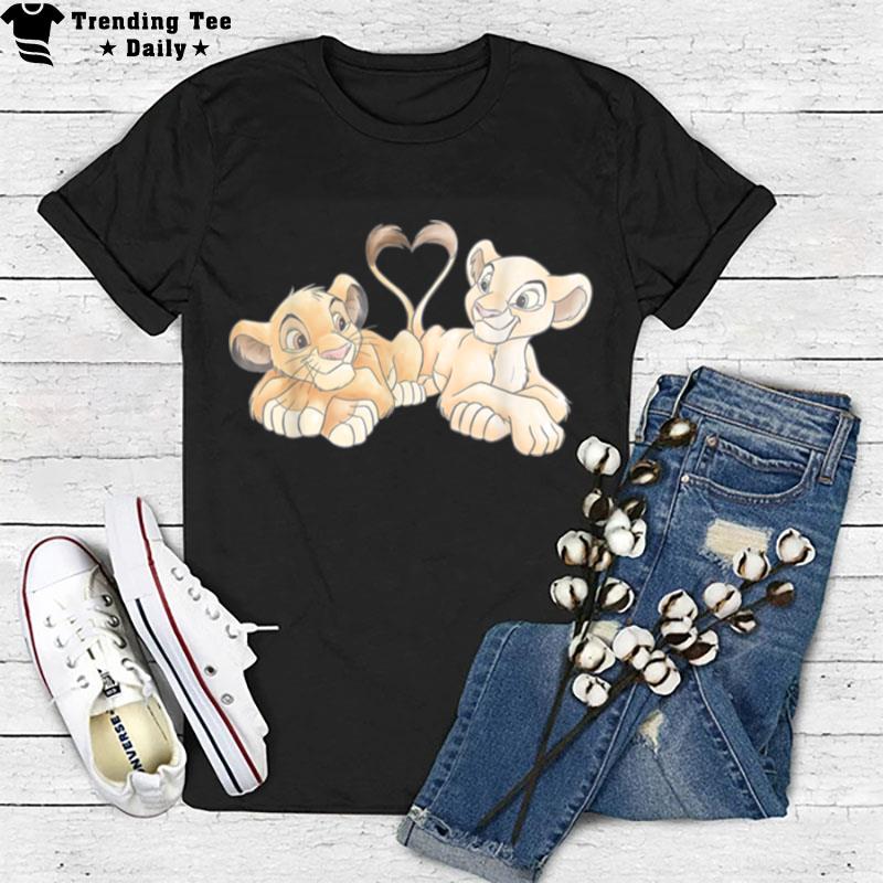 Disney The Lion King Simba And Nala Hearts Valentine's Day T-Shirt