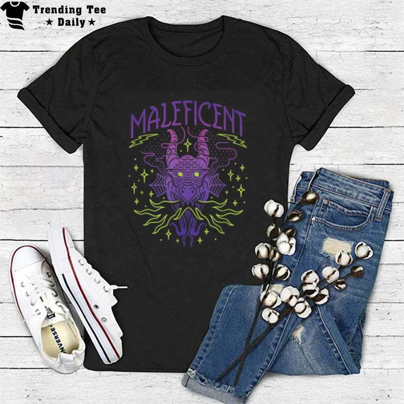 Disney Villains Maleficent Dragon Line Design T-Shirt