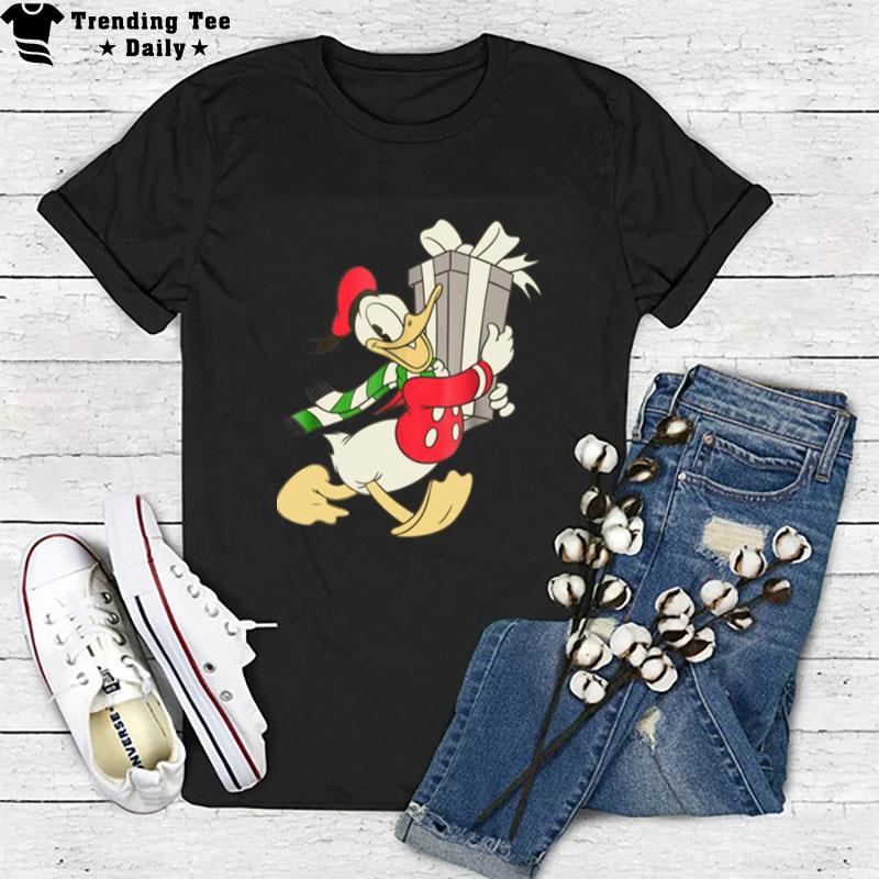 Disney Vintage Donald Duck With Holiday Presen T-Shirt