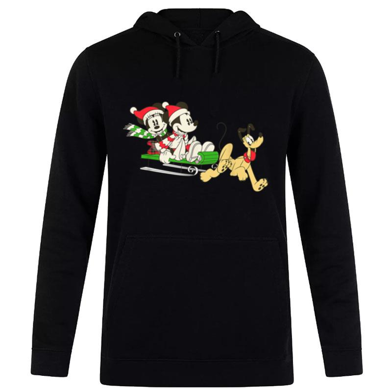 Disney Vintage Mickey Minnie Pluto Holiday Sleigh Hoodie