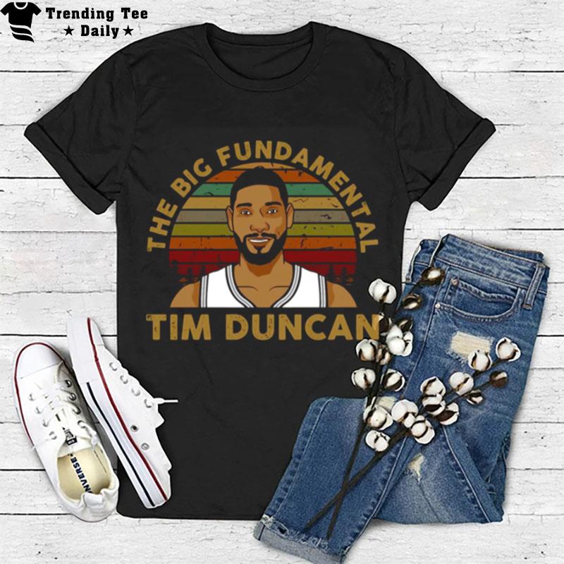 Distressed Design'tim DunCan'the Big Fundamental Duncan 21 T-Shirt