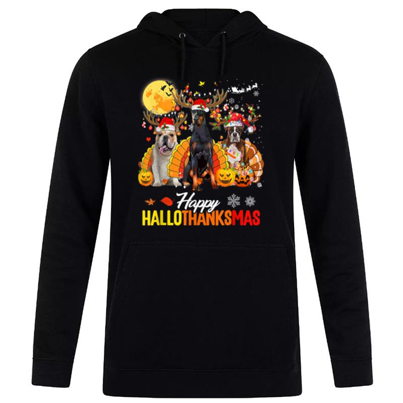 Dog Happy Hallothanksmas Halloween'thanksgiving Christmas Hoodie