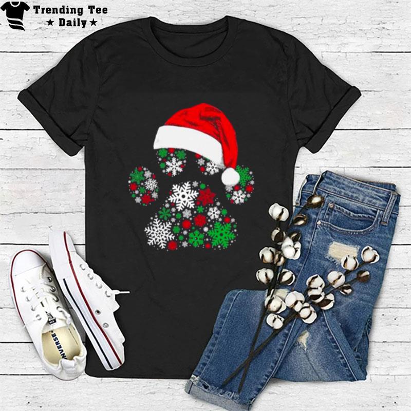 Dog's Footprint Santa Hat Christmas 2022 T-Shirt