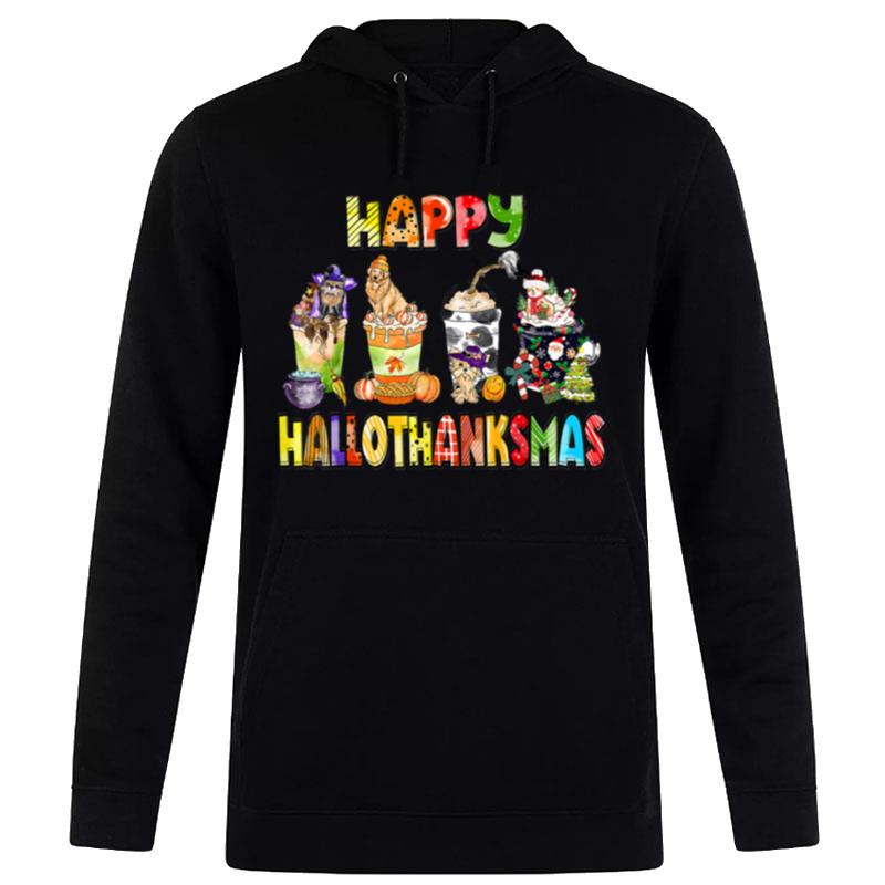 Dogs Halloween'thanksgiving Christmas Happy Hallothanksmas Hoodie