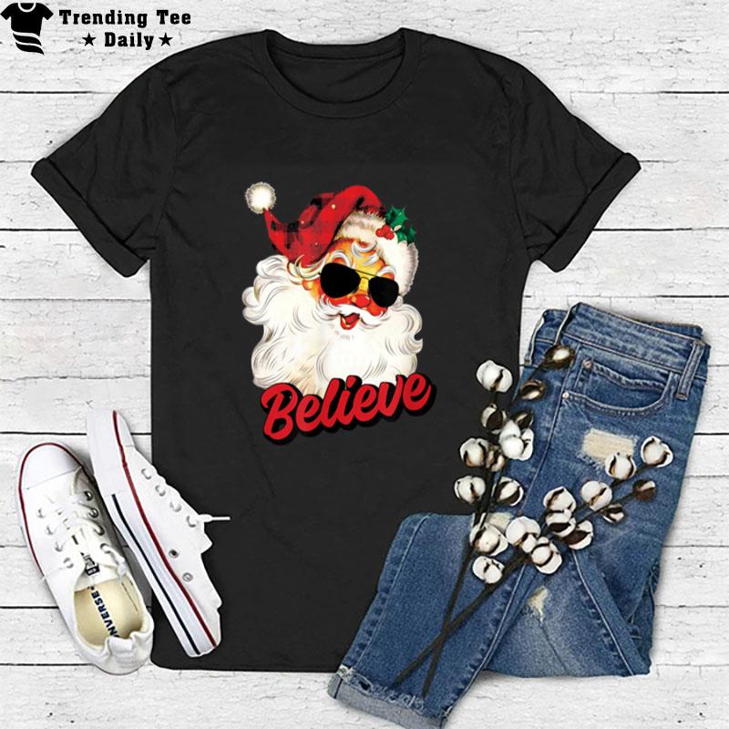 Don't Stop Believin Santa Funny Christmas Boys Girls Kids T-Shirt