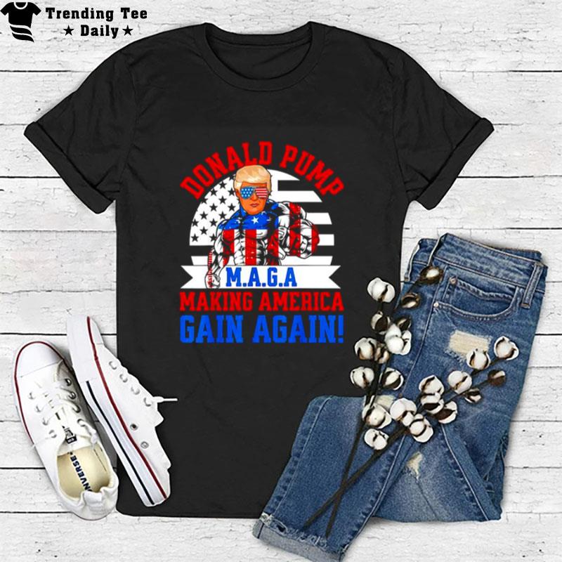 Donald Pump America Trump Weight Lifting Gym Fitness Retro T-Shirt