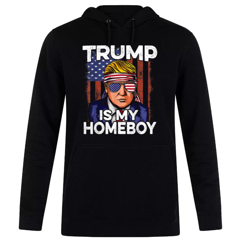 Donald Trump Is My Homeboy Glasses Headband Usa Flag 4Th Of July Hoodie
