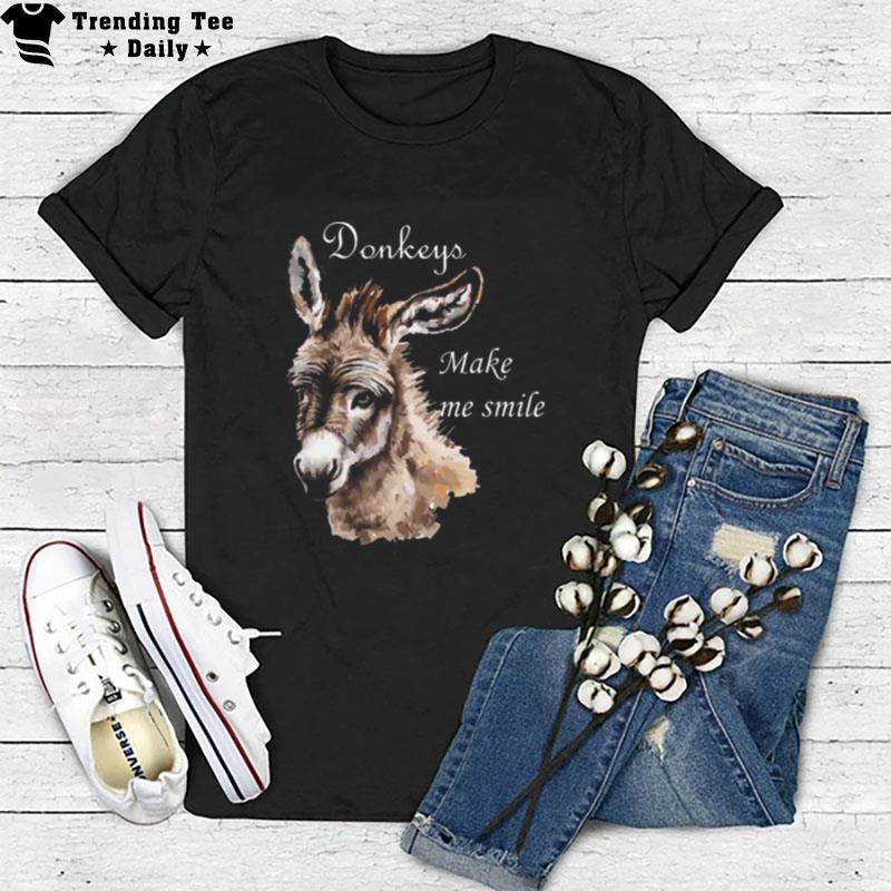 Donkeys Make Me Smile Cute Miniature Donkey Mini Donkey T-Shirt