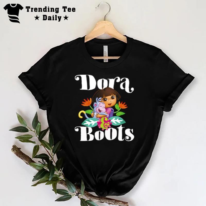 Dora The Explorer Dora And Boots Hugging Portrai T-Shirt