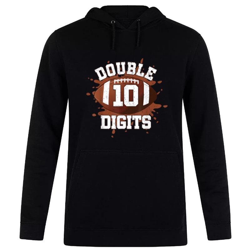 Double Digits Birthday Decorations Boy 10 Football 10Th Bday Hoodie