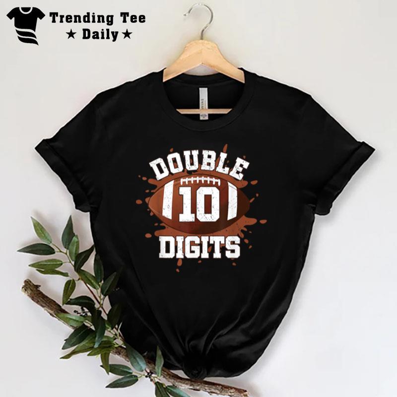 Double Digits Birthday Decorations Boy 10 Football 10Th Bday T-Shirt