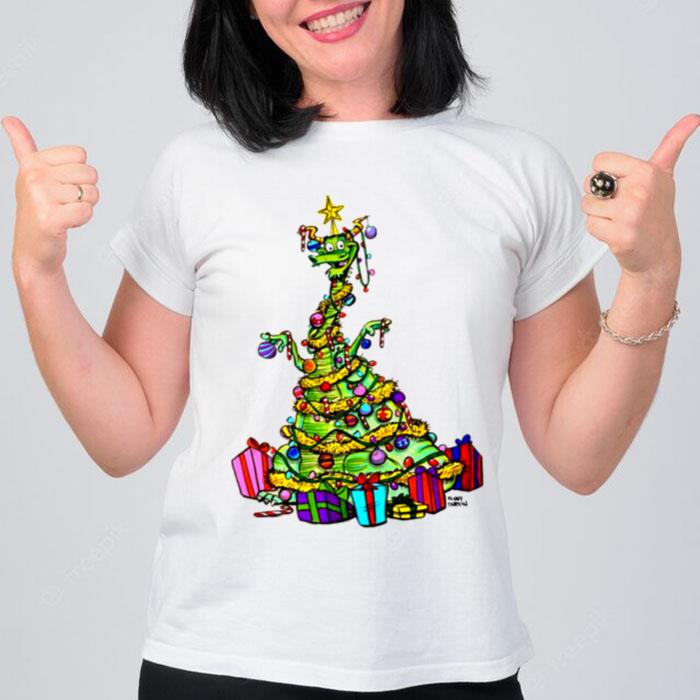 Dragon Wearing Star Hat Christmas Tree Dragon T-Shirt