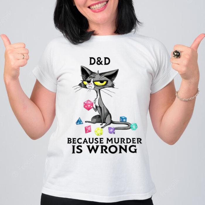 Dungeon Master Cat Dnd Because Murder Is Wrong T-Shirt