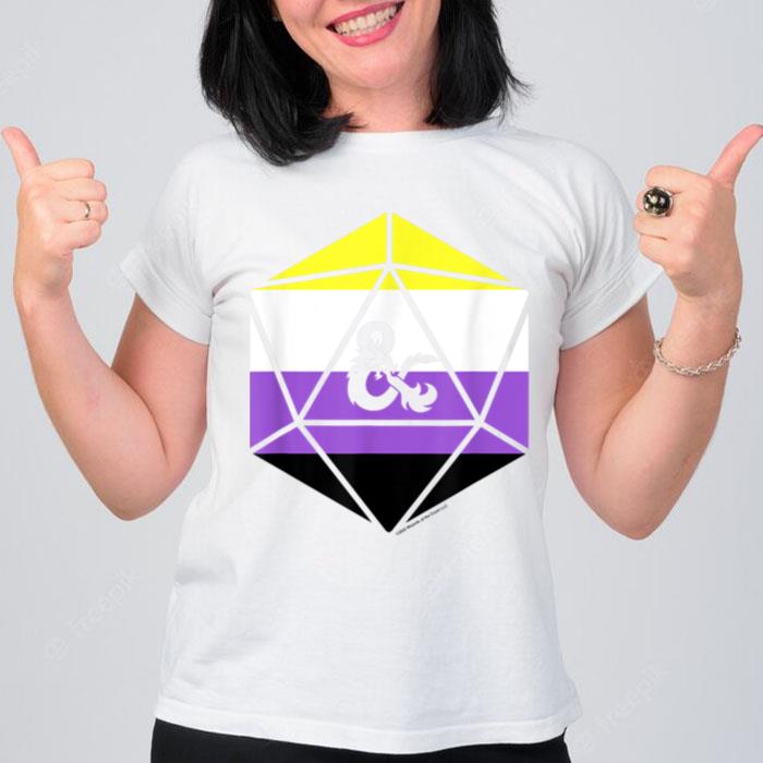 Dungeons & Dragons Non Binary Pride Flag Dice Logo T-Shirt