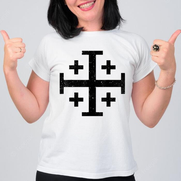 Early Knight Templar Crusader Costume Holy Jerusalem Cross T-Shirt