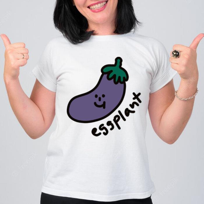 Eggplant Cute Chibi Design Vegetable T-Shirt