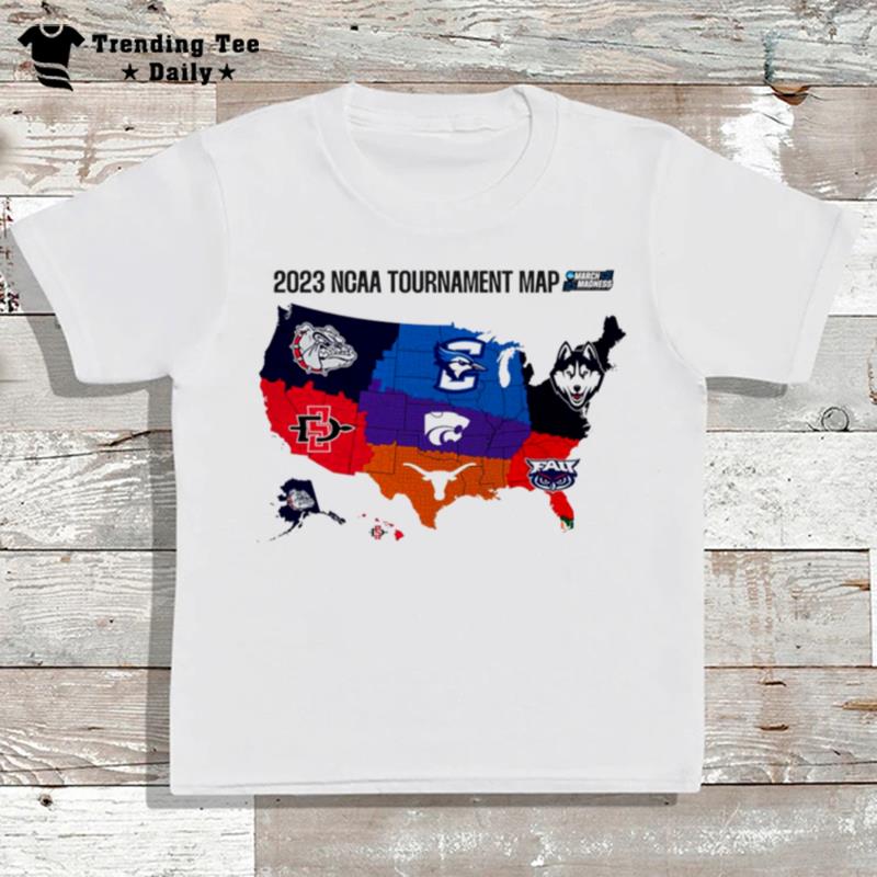 Elite 8 March Madness 2023 Ncaa Tournament Map T-Shirt