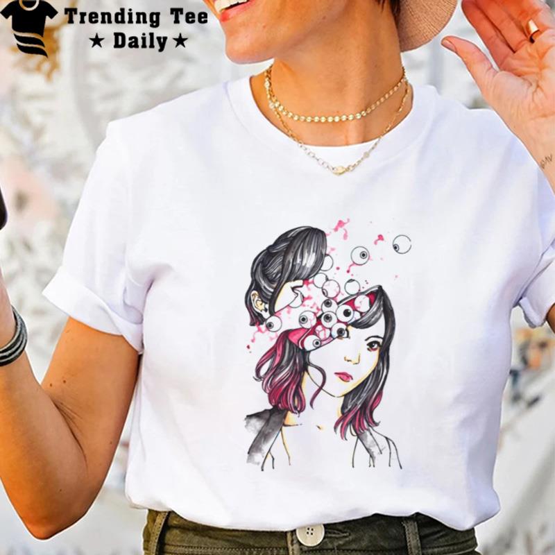 Eyeballs Anime Scarry Horror Halloween Manga T-Shirt