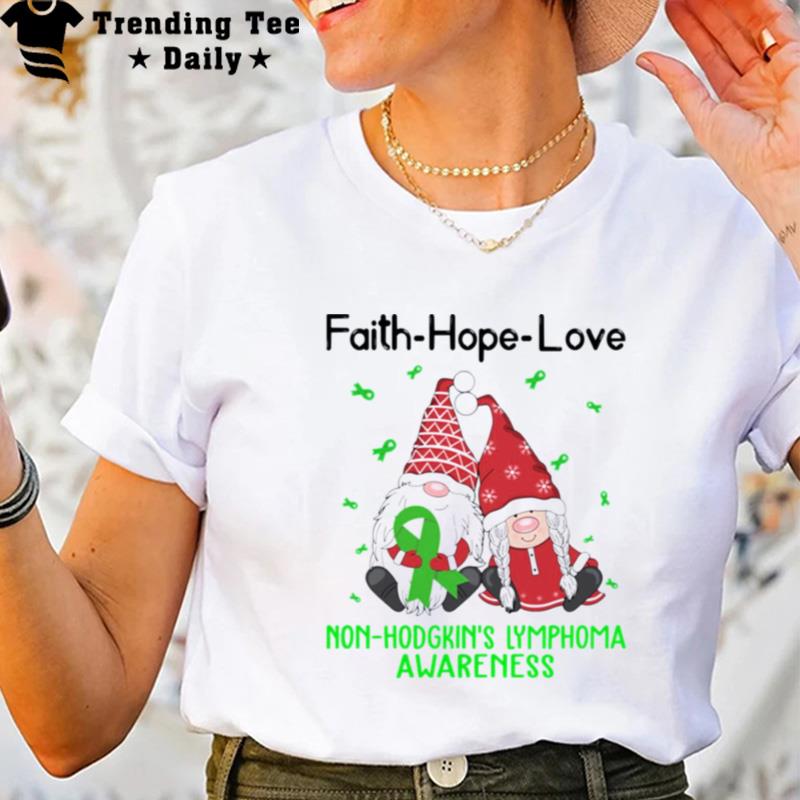 Faith Hope Love Non Hodgkin's Lymphoma Awareness Christmas Gnomes T-Shirt