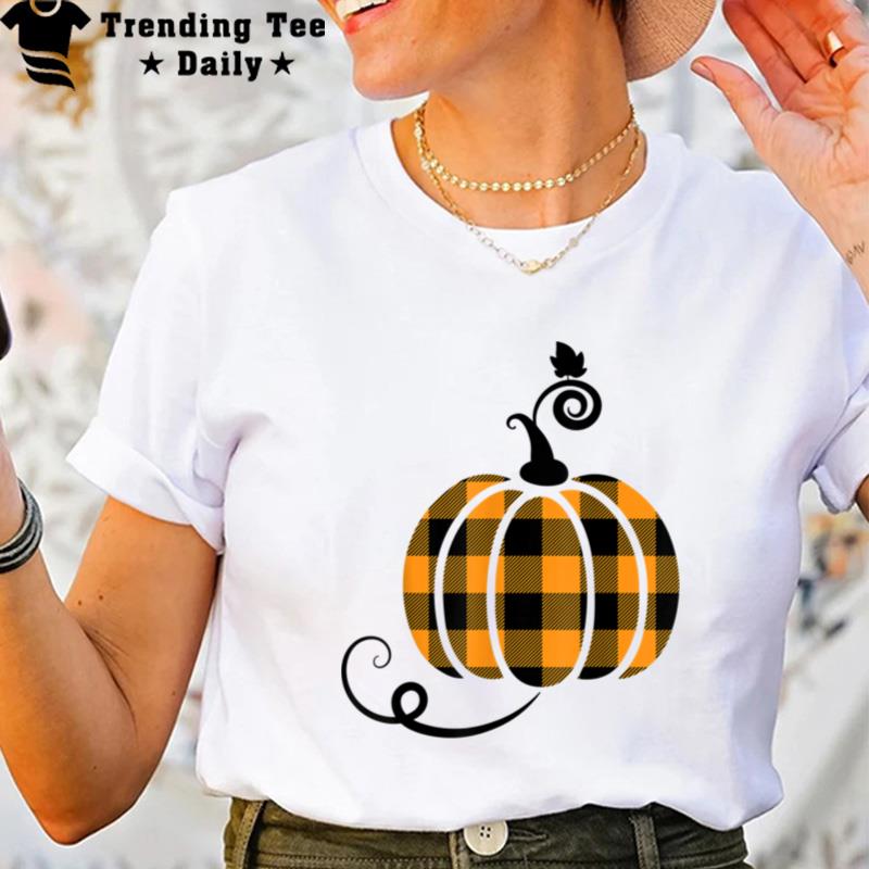 Fall Pumpkin Buffalo Plaid Thanksgiving Pumpkin Autumn T-Shirt