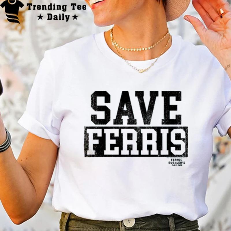 Ferris Bueller's Day Off Save Ferris Gray Collegiate T-Shirt