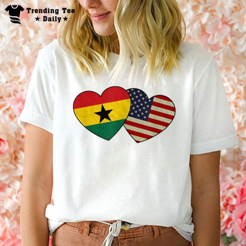 Ghanaian American Couple Heart Love Flag Valentine T-Shirt