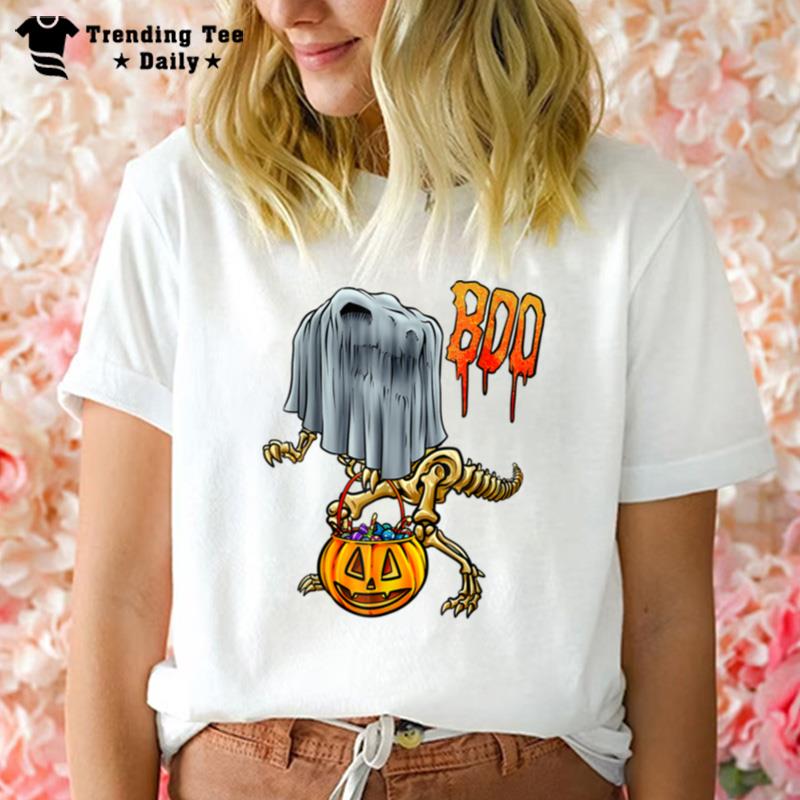 Ghostly Saurus T Rex Halloween 2022 Trick Or Treat Costume T-Shirt