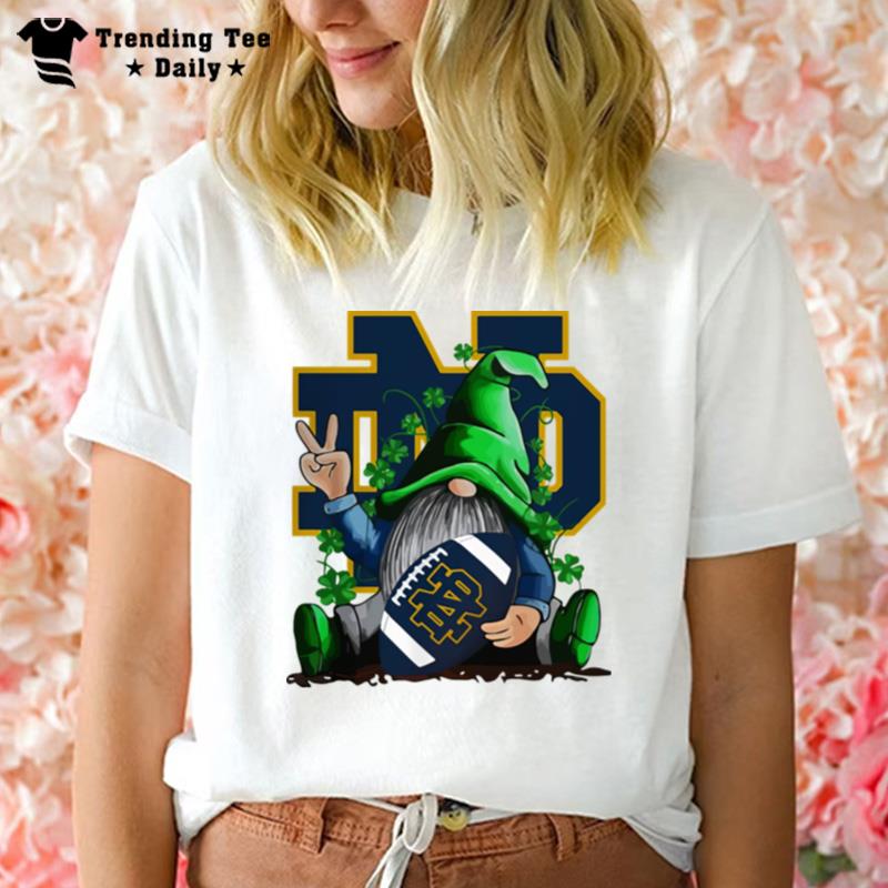 Gnomes Lucky Hug n'tre Dame Fighting Irish T-Shirt