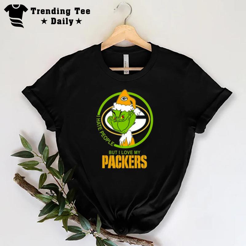 Green Bay Packers Nfl Christmas Santa Grinch I Hate People But I Love My Favorite Football Team T-Shirt